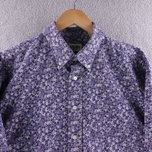 Vintage Gitman Bros Mens XL Button Up Shirt Purple Floral Short Sleeve‎ USA